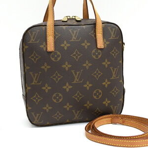 Louis Vuitton Spontini Handbag Monogram Canvas Leather Brown